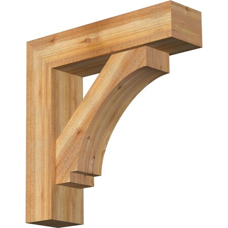 Ekena Millwork Imperial Block Rough Sawn Bracket w/ Offset Brace, Western Red Cedar, 8"W x 32"D x 32"H BKT0806X32X32IMP05RWR